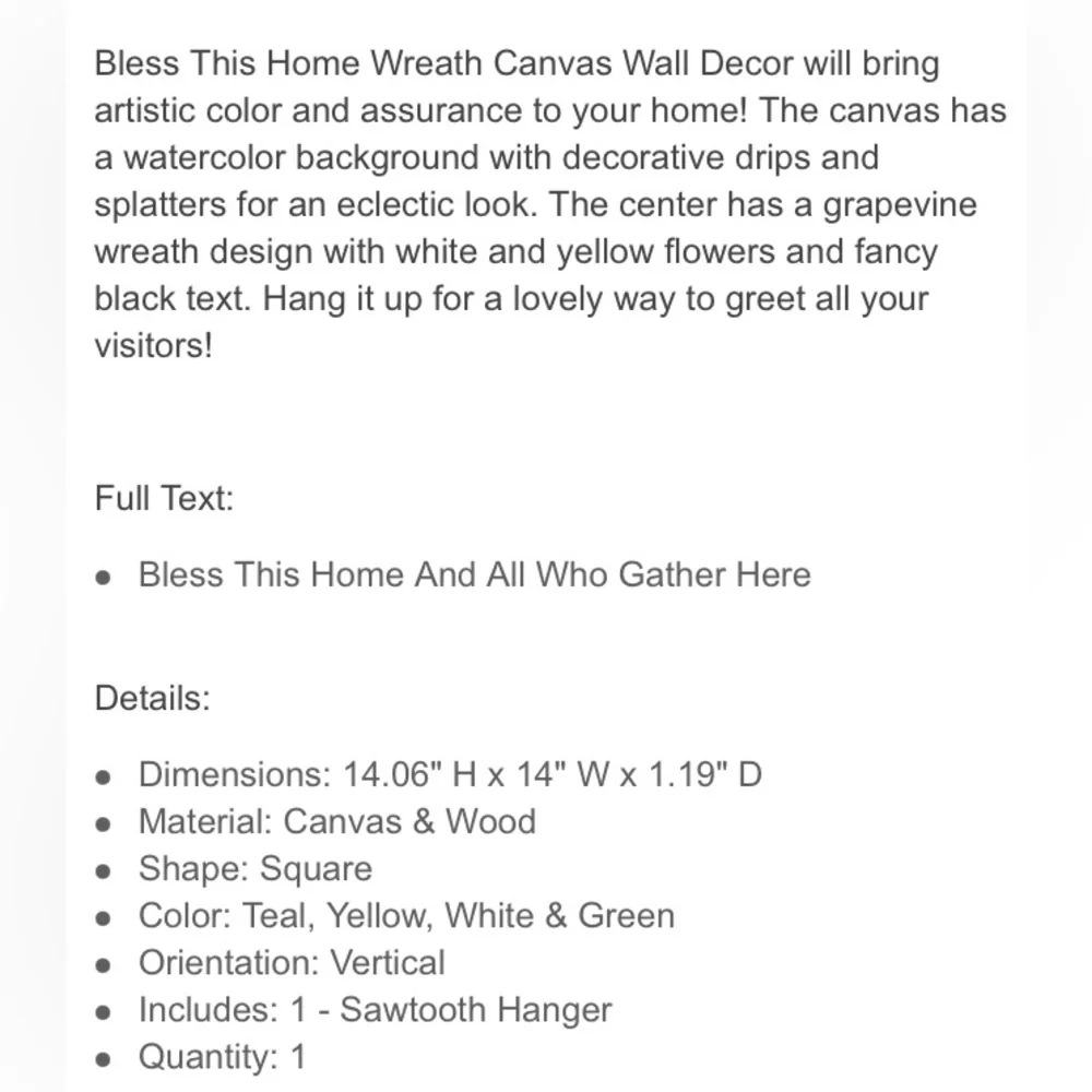 Bless This Home Gather Wreath Canvas Boho Fall Farmhouse Floral Wall Art Decor